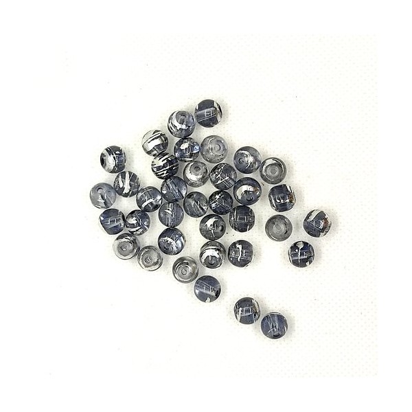 36 Perles en verre gris et transparent - 8mm - Photo n°1