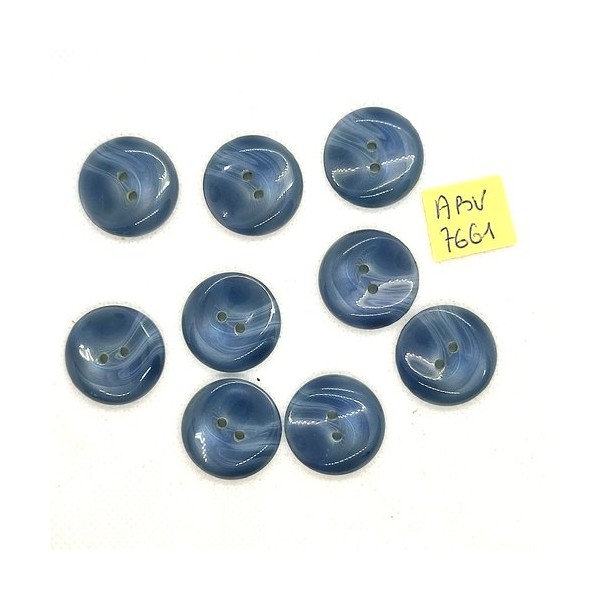 9 Boutons en résine bleu - 22mm - ABV7661 - Photo n°1