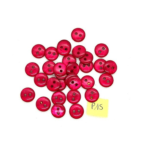 31 Boutons en résine rouge foncé - 11mm - P15 - Photo n°1