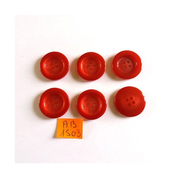 6 Boutons en résine rouge - 23mm - AB1503 - Photo n°1