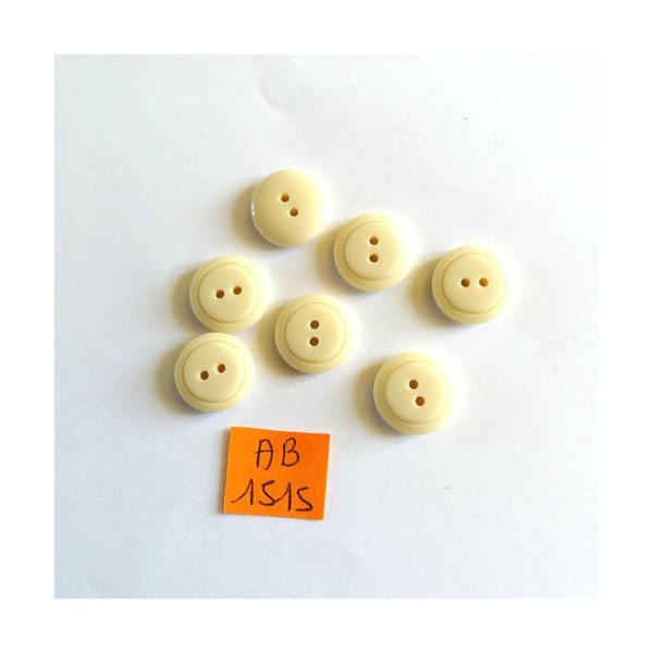 7 boutons en résine ivoire - 14mm - AB1515 - Photo n°0