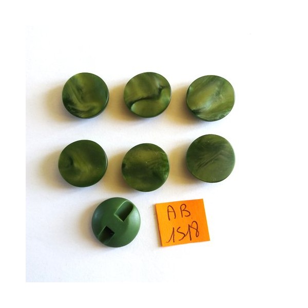 7 boutons en résine vert - 18mm - AB1518 - Photo n°1