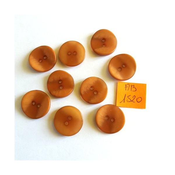 9 boutons en résine marron - 18mm - AB1520 - Photo n°1