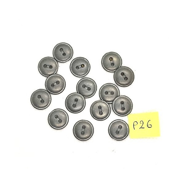 15 Boutons en métal argenté - 12mm - P26 - Photo n°1