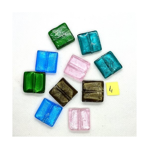 10 Perles en verre multicolore - 25x25mm - 4 - Photo n°1