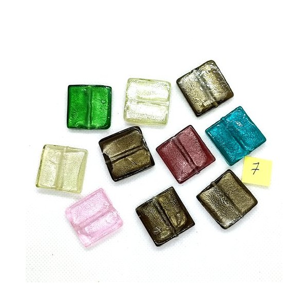 10 Perles en verre multicolore - 25x25mm - 7 - Photo n°1