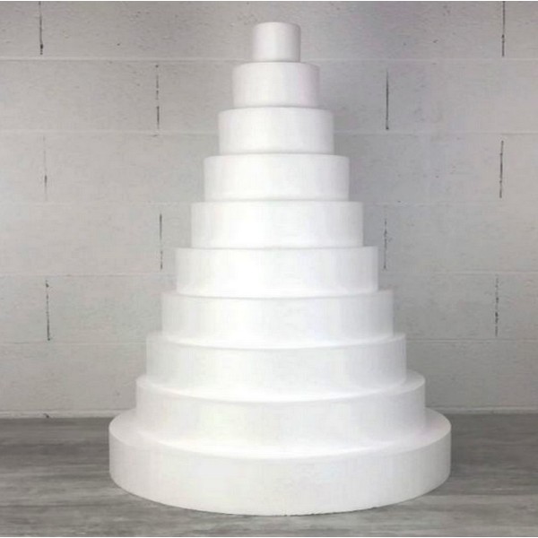 Méga Pièce montée Wedding Cake XXL en polystyrène Pro, 100 cm de haut, Base Ø 100cm à 10cm, 10 étage - Photo n°1