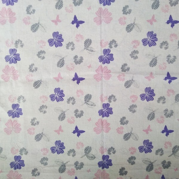 Tissu coton lin patchwork décoration couture 50 x 45 cm FEUILLE PAPILLON - Photo n°1