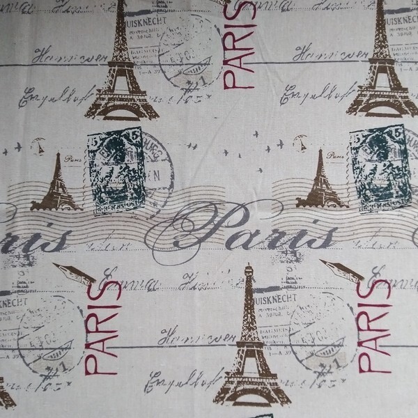Tissu coton lin patchwork décoration couture 50 x 45 cm VINTAGE PARIS B - Photo n°1