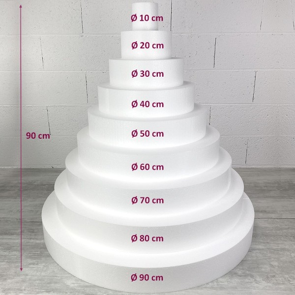 Méga Pièce montée XXL en polystyrène Pro, 90 cm de haut, Base Ø 90cm à 10cm, 9 étages, dummy wedding - Photo n°3