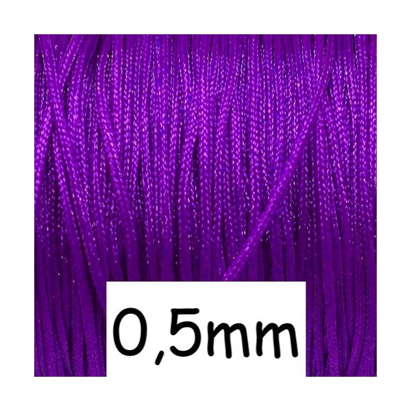 10m Fil De Jade Fin 0,5mm De Couleur Violet  Pour Bracelet Wrap, Shamballa Avec Perles Fines - Photo n°1