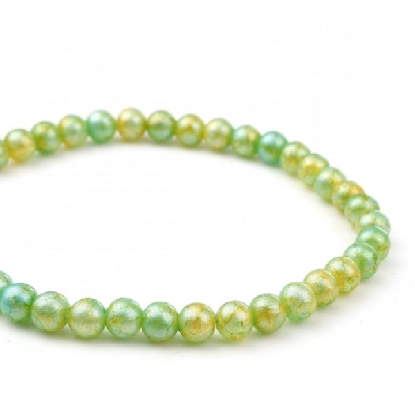 Perles en verre 8 mm verte et jaune x 10 - Photo n°2