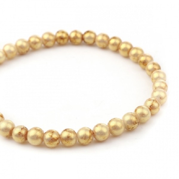 Perles en verre 8 mm doré et jaune x 10 - Photo n°2