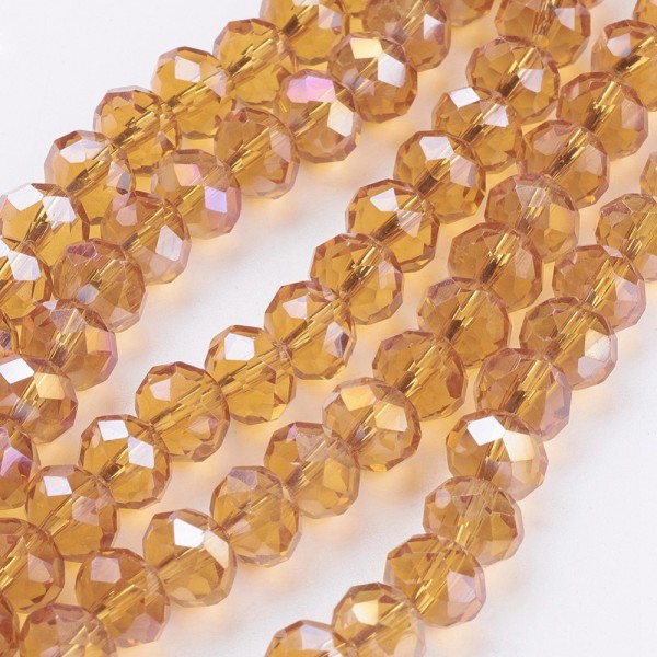 Perles en verre à facette 8 x 6 mm ambre AB x 20 - Photo n°2