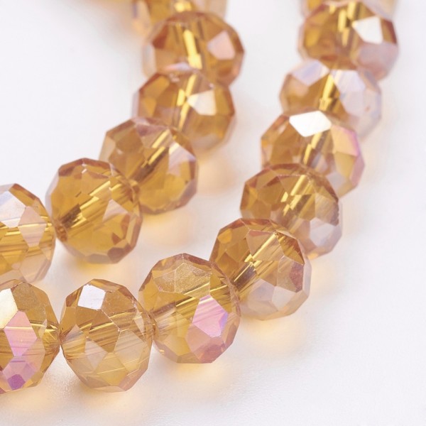 Perles en verre à facette 8 x 6 mm ambre AB x 20 - Photo n°1