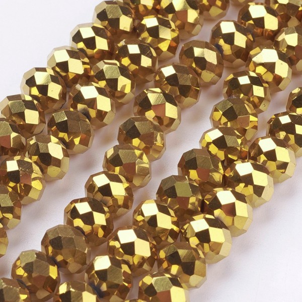 Perles en verre à facette 8 x 6 mm doré x 20 - Photo n°2