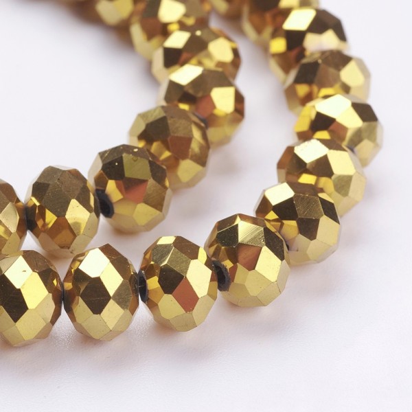 Perles en verre à facette 8 x 6 mm doré x 20 - Photo n°1