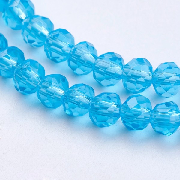 Perles en verre à facette 8 x 6 mm bleu ciel x 20 - Photo n°1