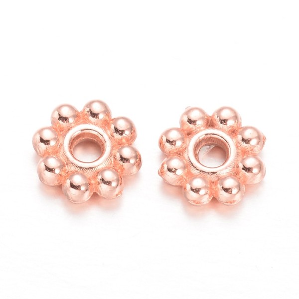 Perles métal intercalaires fleur 5 mm or rose x 50 - Photo n°1