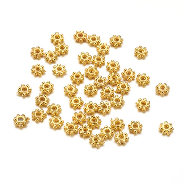 Perles métal intercalaires fleur 4 mm doré x 50 - Photo n°1