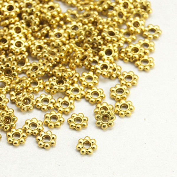 Perles métal intercalaires fleur 4.5 mm doré x 50 - Photo n°1