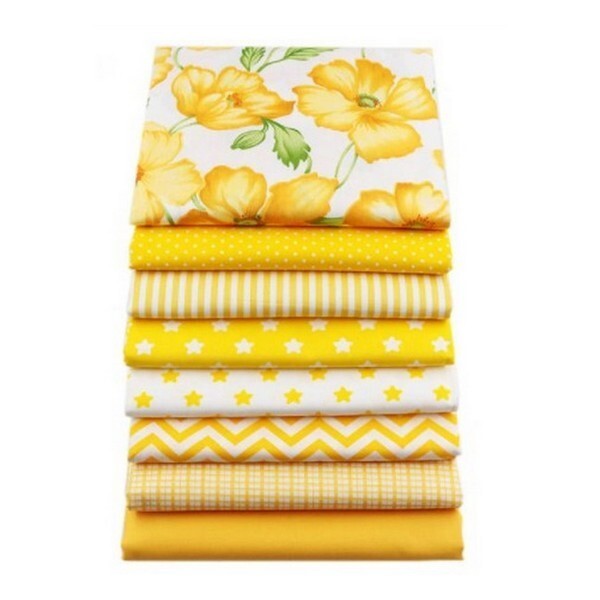8 coupons tissu patchwork coton couture 20 x 25 cm TONS JAUNE 251308 - Photo n°1