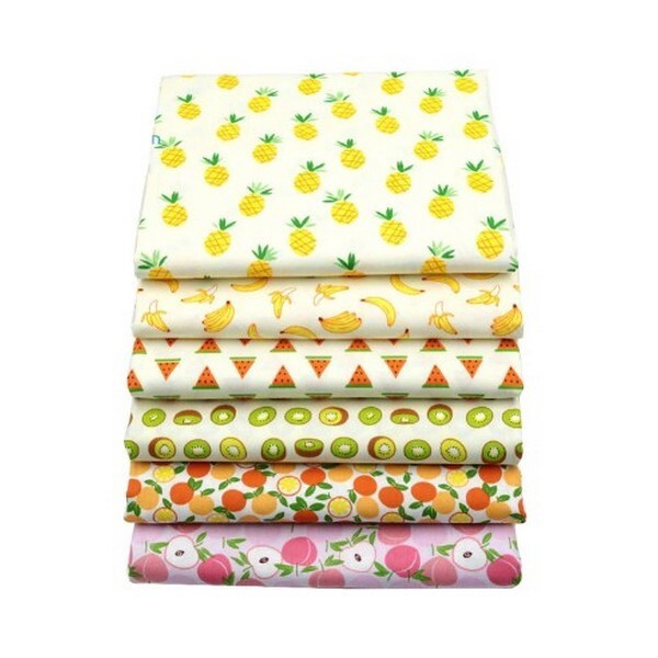 6 coupons tissu patchwork coton couture 20 x 25 cm FRUITS 9120 - Photo n°1