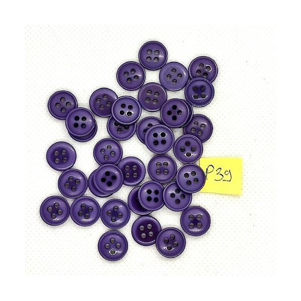 35 Boutons en résine violet - 11mm - P39 - Photo n°1