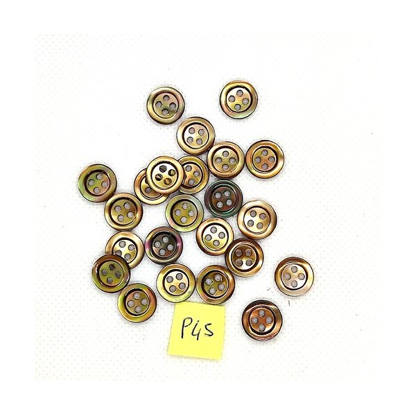 23 Boutons en nacre marron - 11mm - P45 - Photo n°1