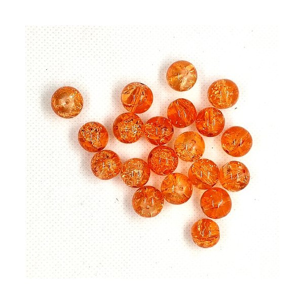 20 Perles en verre craquelé - orange - 12mm - Photo n°1