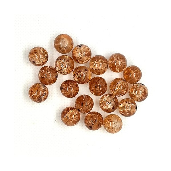 20 Perles en verre craquelé - marron - 12mm - Photo n°1