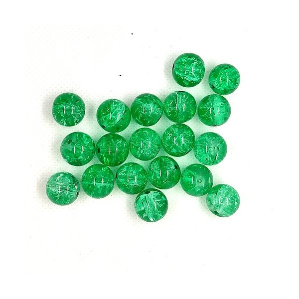 20 Perles en verre craquelé - vert - 12mm - Photo n°1