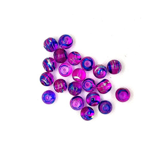 43 Perles en verre violet et transparent - 10mm - Photo n°1