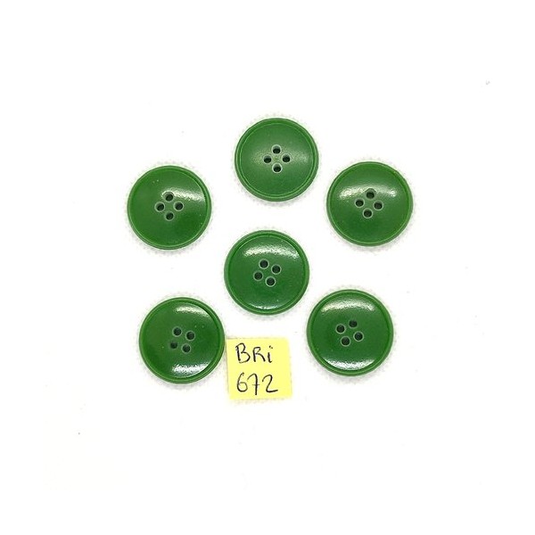 6 Boutons en résine vert - 22mm - BRI672 - Photo n°1