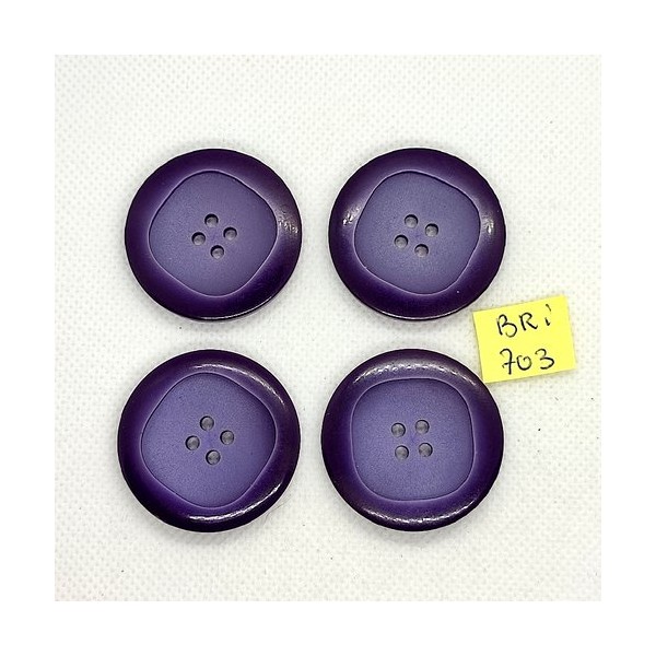 4 Boutons en résine violet - 35mm - BRI703 - Photo n°1