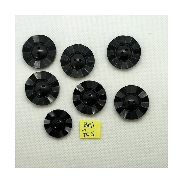 7 Boutons en résine noir / gris foncé - 27mm et 22mm - BRI705 - Photo n°1