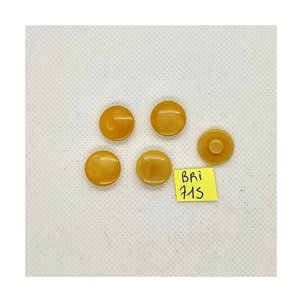 5 Boutons en résine jaune / ocre - 9mm - BRI715 - Photo n°1