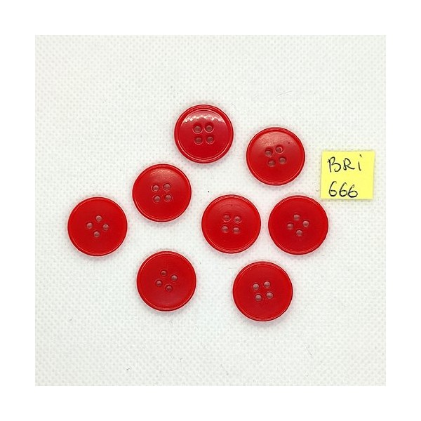 8 Boutons en résine rouge - 18mm - BRI666 - Photo n°1
