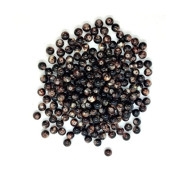 Lot de 210 Perles en verre marron - 8mm - Photo n°1