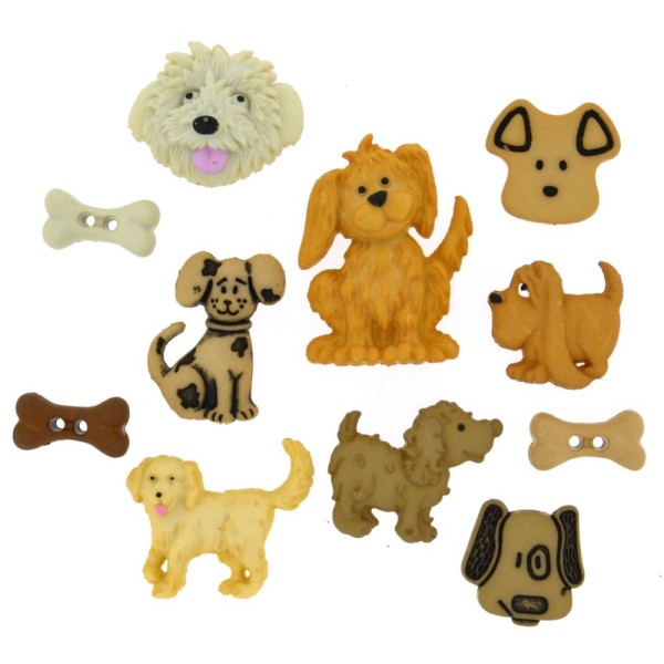 Boutons Dress It Up : Dog Days - Journées Canines Chien  - Boutons Fantaisie 3D - Photo n°1