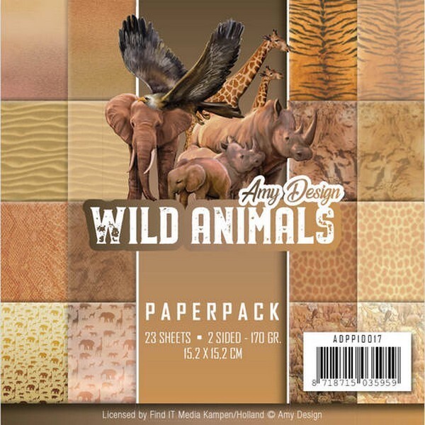 23 Papiers scrapbooking 15,2 x 15,2 cm album faire part carte Amy Design WILD ANIMALS - Photo n°1