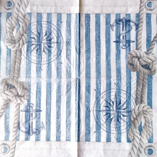4 serviettes en papier découpage collage 33 cm ANCRE NOEUX LA MARINE - Photo n°2