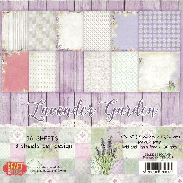 36 papiers 15 x 15 cm CRAFT AND YOU LAVENDER GARDEN - Photo n°1