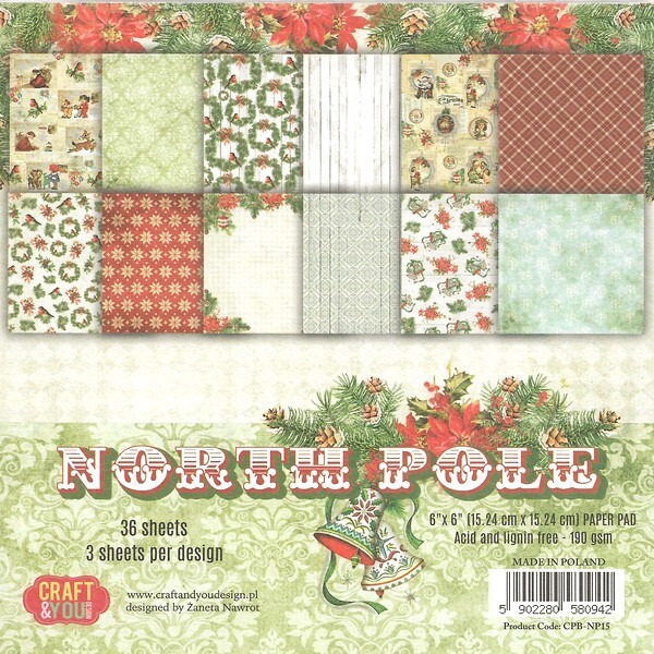 36 papiers 15 x 15 cm CRAFT AND YOU NORTH POLE - Photo n°1