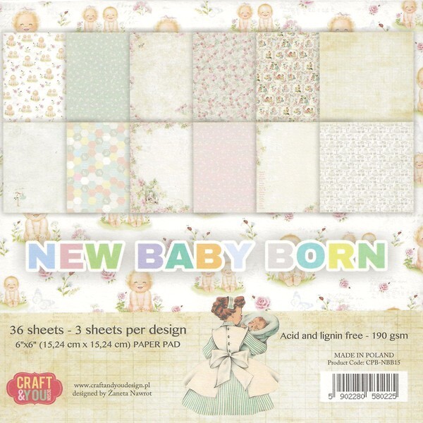 36 papiers 15 x 15 cm CRAFT AND YOU NEW BABY BORN - Photo n°1