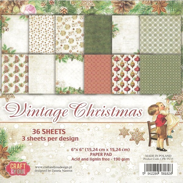36 papiers 15 x 15 cm CRAFT AND YOU VINTAGE CHRISTMAS - Photo n°1