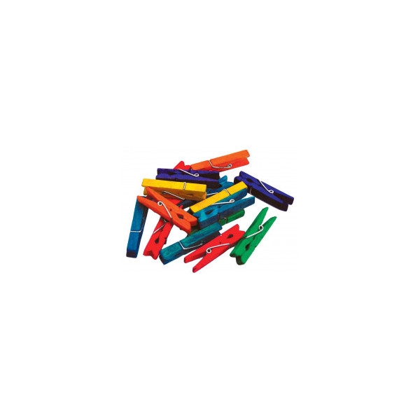 Sachet de 50 mini-pinces à linge en bois coloré pour scrapbooking - Photo n°1