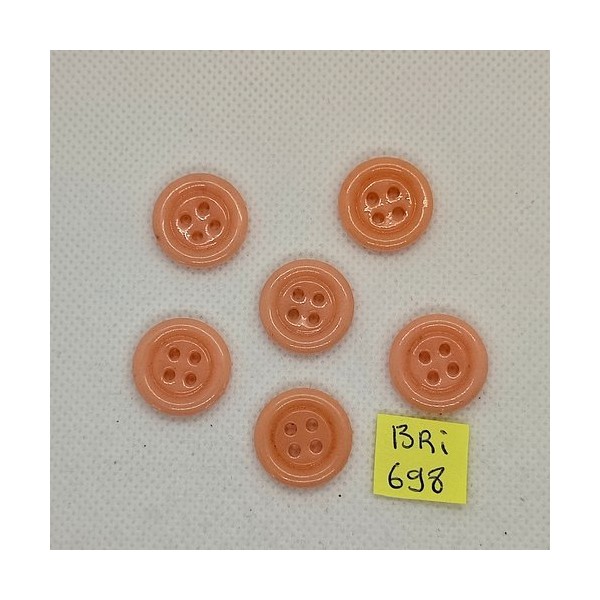 6 Boutons en verre rose saumon - 18mm - BRI698 - Photo n°1