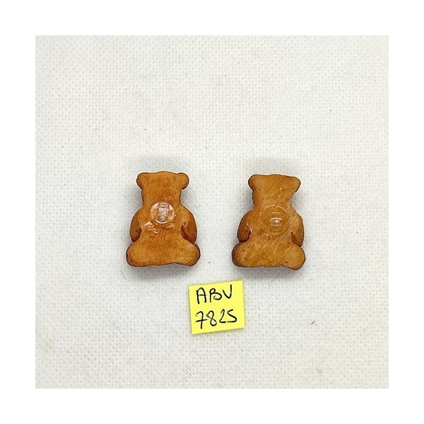 2 Boutons ours en résine marron – 21mm - ABV7825 - Photo n°2