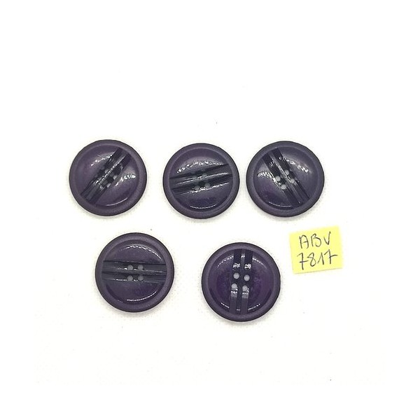 5 Boutons en résine violet foncé - 27mm - ABV7817 - Photo n°1